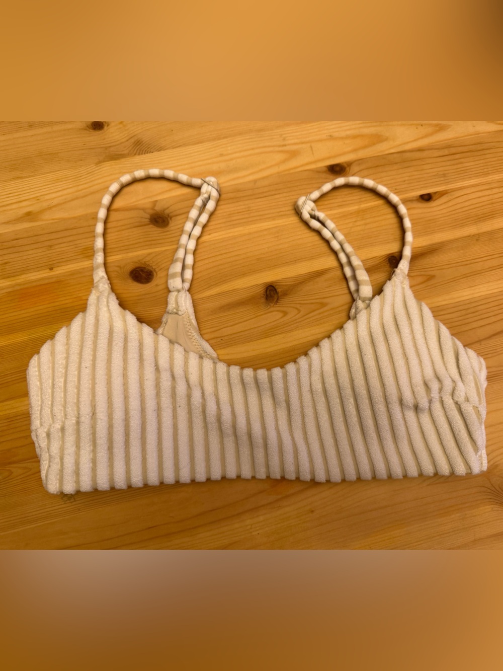 Aerie scoop style terry stripe bikini top EUC size small